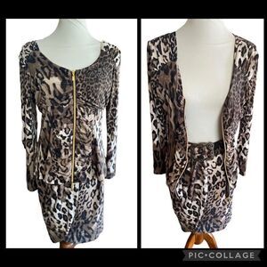 Chic Leopard Print Two-Piece Skirt Set | NWOT Size Medium